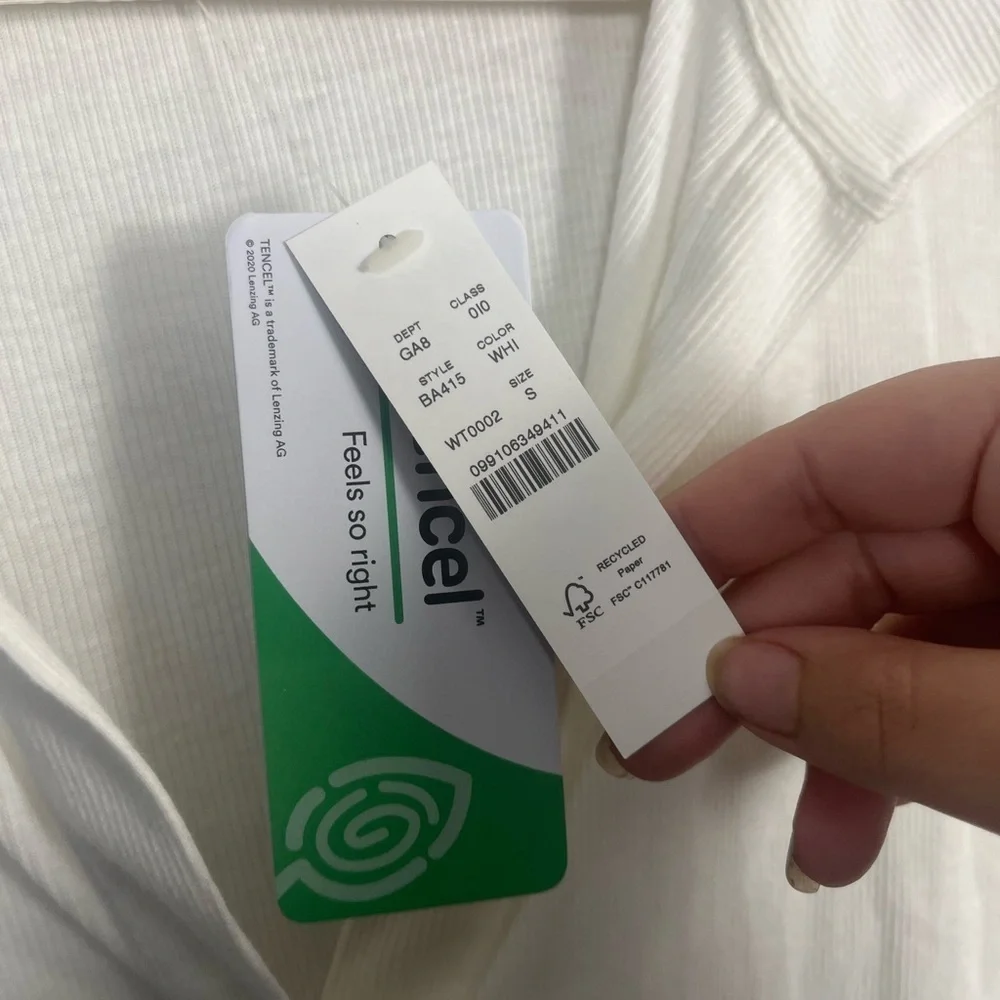 J crew white Ribbed polo long sleeve T-shirt size small new